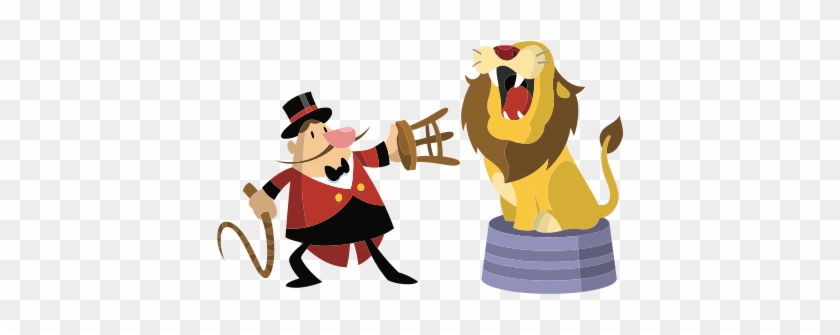 Tamer Held Up The Three Legged Stool, The Lion Did - Lion And Lion Tamer #1747838