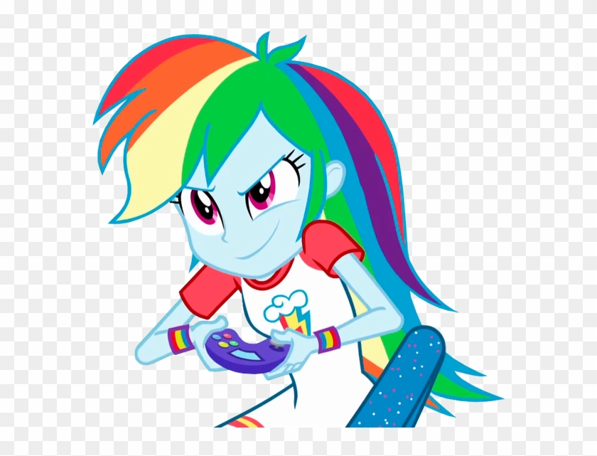Rainbow Dash Playing A Video Game By Mlpcreativelab - Applejack Rainbow Dash Mlp Equestria Girls #1748086