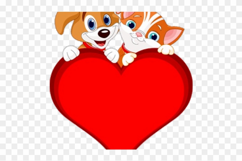 Puppy Clipart Valentine's Day - Cartoon Dogs And Cats #1748271