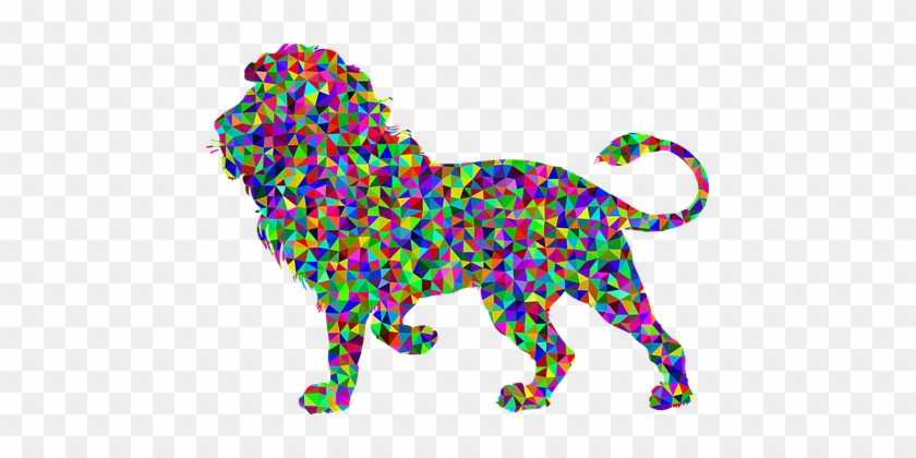 Colorful, Prismatic, Chromatic, Rainbow - Lion Roaring Silhouette #1748499