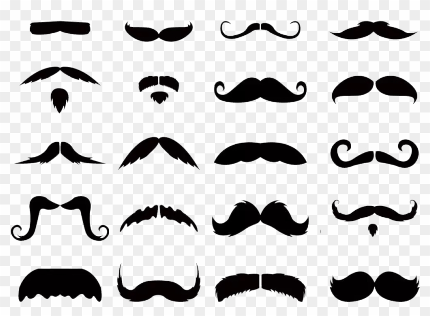 Mustaches Clip Art Transparent Background 20 Styles - Mustache Clipart #1748795