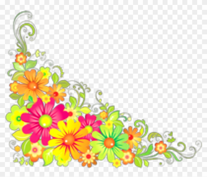 Ftestickers Flowers Corner Border Colorful - Flower Corner Design Png #1748980