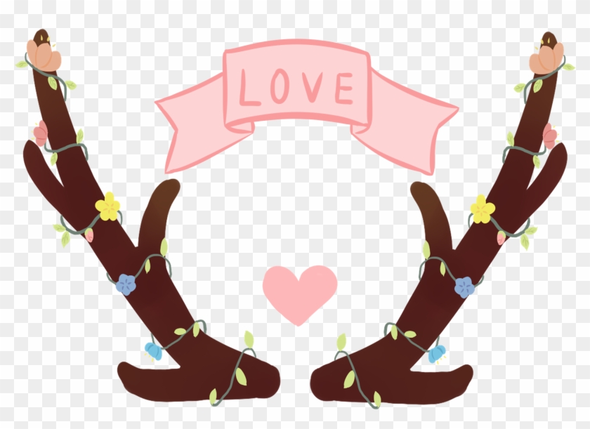 Hand Painted Original Antlers Love Png And Psd - Illustration #1749542