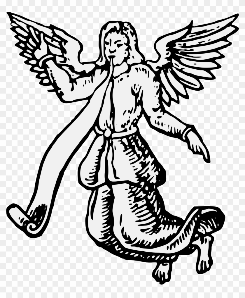 Angel Volant With A Scroll Issuant From Its Mouth - Angel Heraldic #1749845