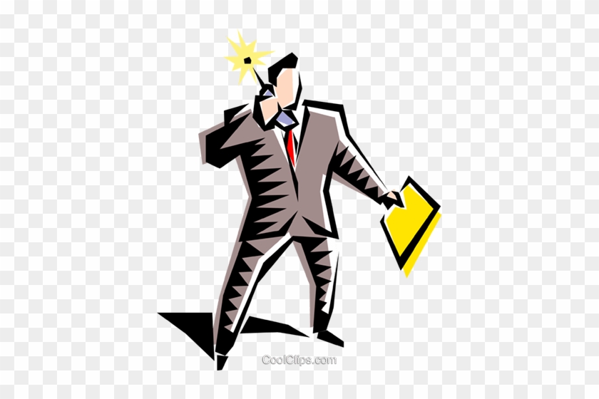 Cool Businessman With Phone Royalty Free Vector Clip - Royalty Payment #1750056
