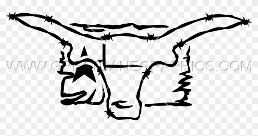 Production Ready Artwork For - Barbed Wire Longhorn With Texas Flag #1750648