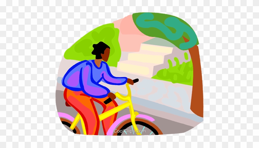 Woman Riding A Bicycle Royalty Free Vector Clip Art - Street Unicycling #1751341
