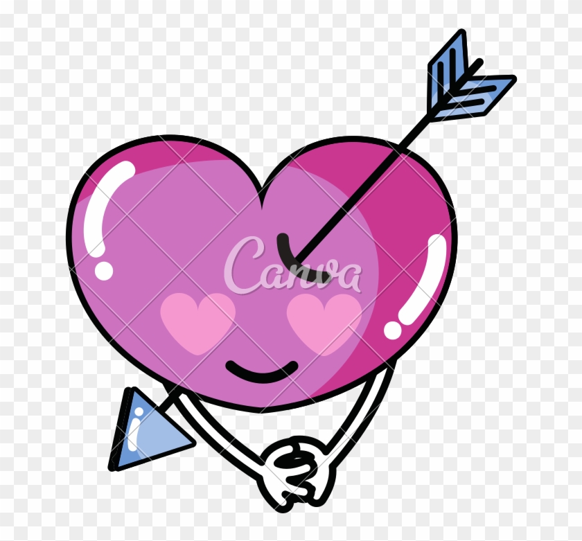Heart With Arrow In Love Kawaii And Arms - Crying Purple Heart #1751419