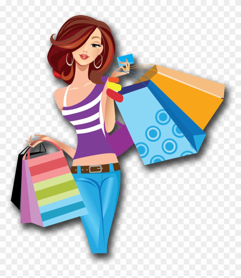 Shopping Cartoon Women Png Image High Quality Clipart - Gambar Kartun Shopping Png #1751546