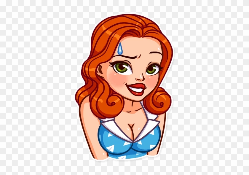 “pin-up Girl” Stickers Set For Telegram - Sticker Red Hair Png #1751662