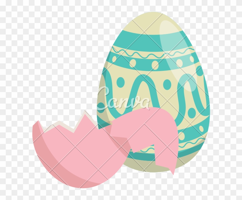Painted Easter Egg With Broken Shells Celebration Icon - Illustration #1752294