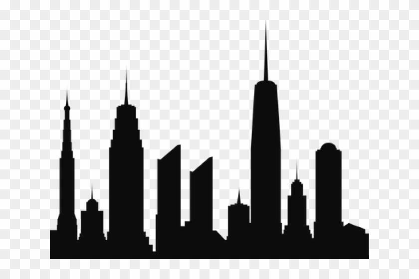 Drawn Cityscape Transparent - Silhouette New York Skyline Clipart #1752379