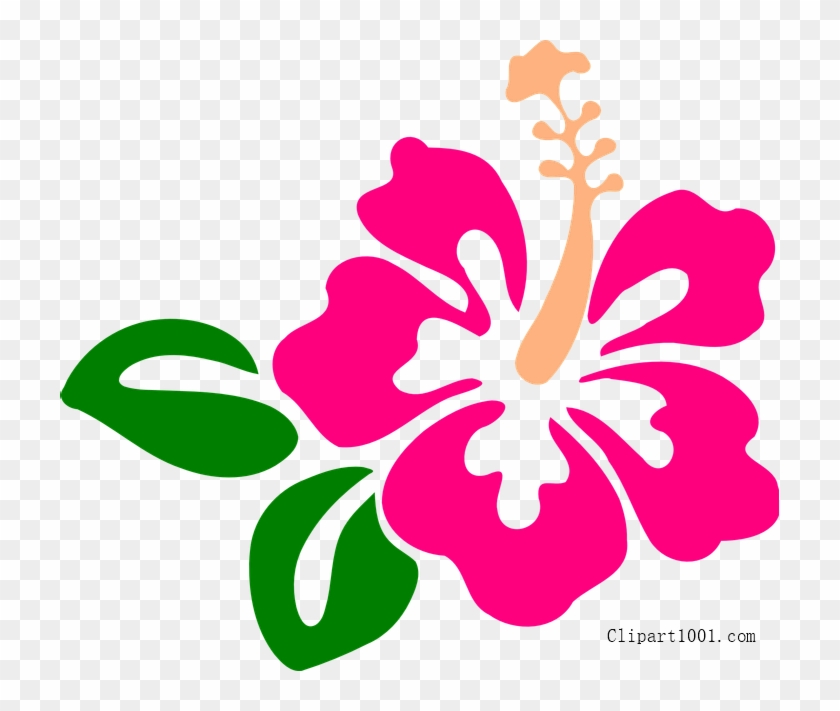 Hawaiian Flower Clipart With Green Leafs Clipart1001 - Hibiscus Clip Art Transparent Background #1752443