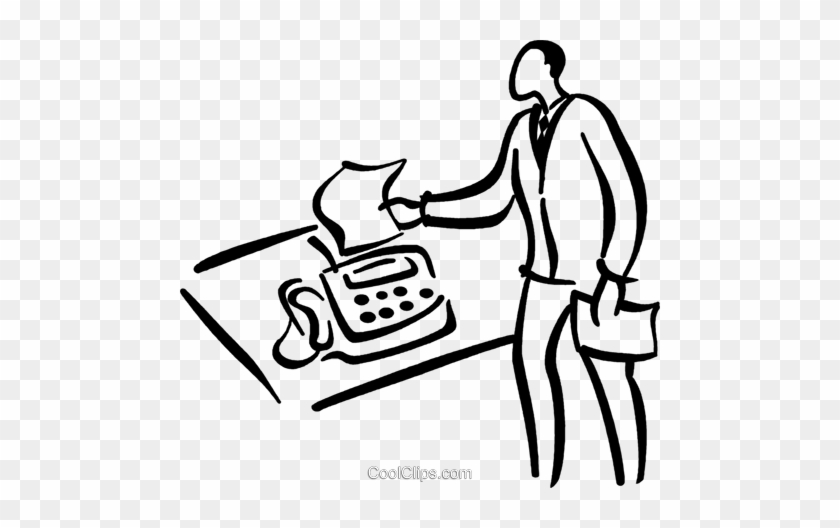 Man At Fax Machine Royalty Free Vector Clip Art Illustration - Man At Fax Machine Royalty Free Vector Clip Art Illustration #1752649