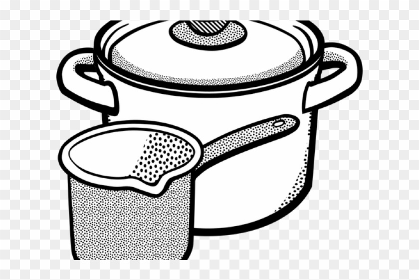 Cooking Pan Clipart Bartan - Cooking Pot Clipart Black And White #1752654