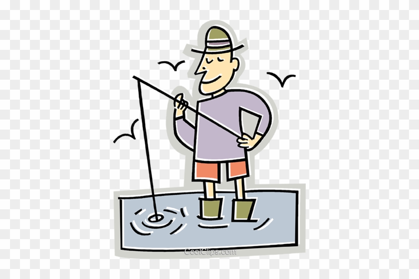 Man Fishing Royalty Free Vector Clip Art Illustration - Man Fishing Royalty Free Vector Clip Art Illustration #1752758