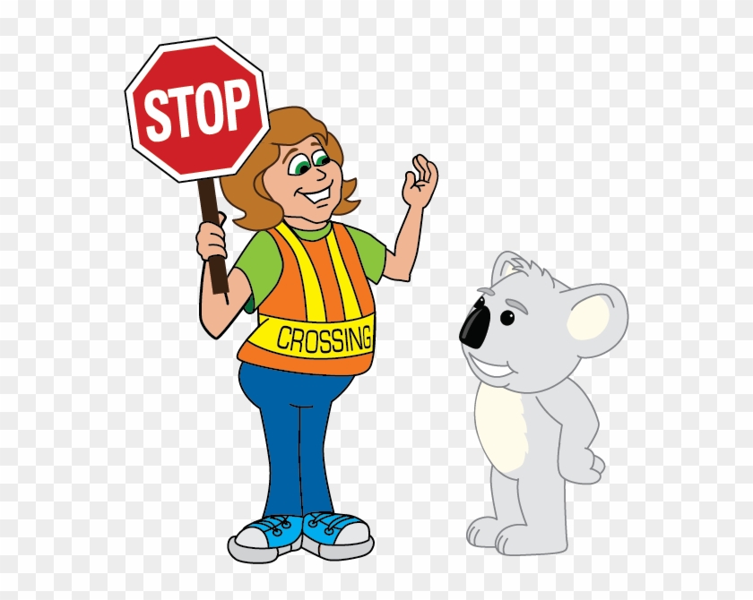 Crossing Guard With Koala - Stop Sign Clip Art #1753019