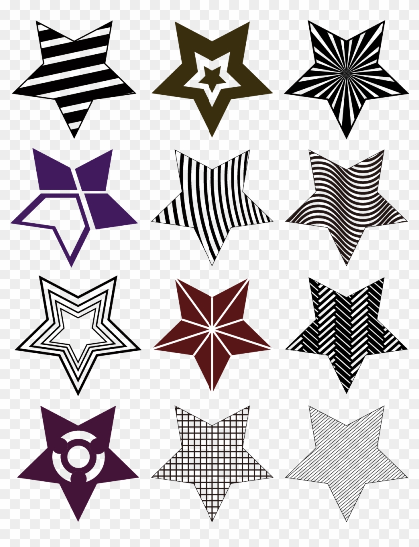 Star Black White Lines Composition Png And Vector Image - Vector Graphics #1753644