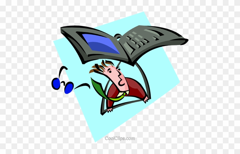 Man Flying A Laptop Hang-glider Royalty Free Vector - Man Flying A Laptop Hang-glider Royalty Free Vector #1753732