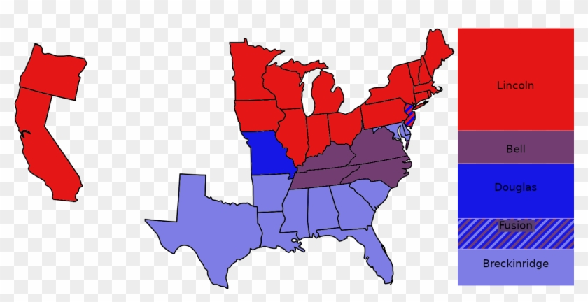 1860 Election With Electoral Vote Map To The Left And - North And South 1800s Map #1754134