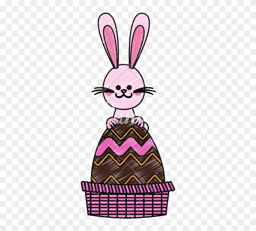 Cute Rabbit With Easter Egg Cartoon - Cartoon #1754190
