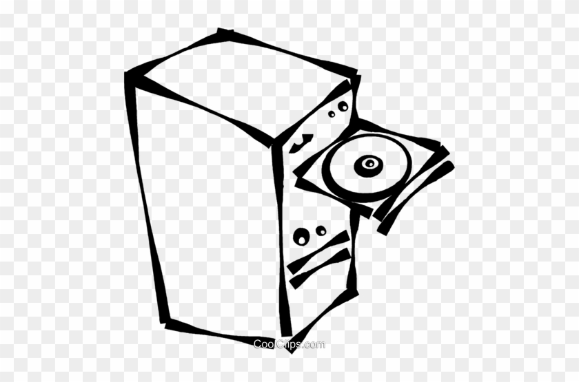 Cpu With Cd Rom Open Royalty Free - Cd Drive Clipart Black And White #1754195