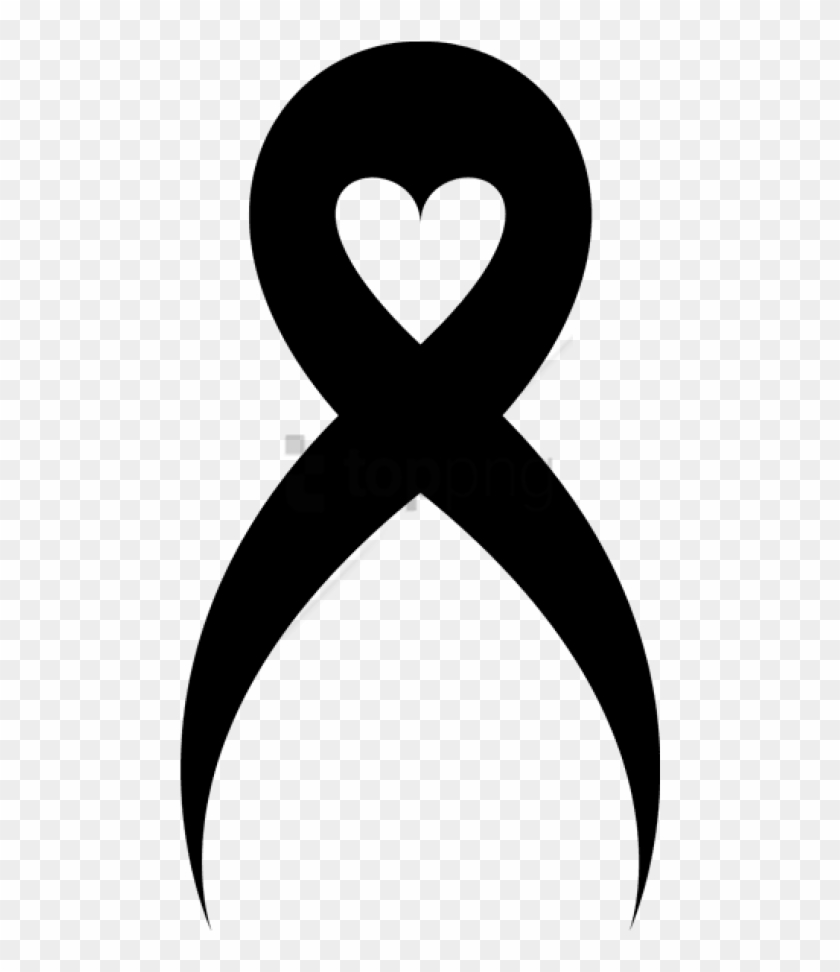Free Png Breast Cancer Ribbon Vector Black And White - Heart #1754381