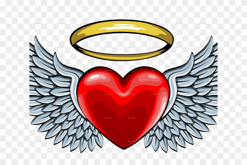 Halo Clipart Photoshop Angel - Angel Wings On A Heart #1754949