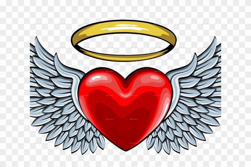 Halo Clipart Photoshop Angel - Angel Wings On A Heart #1754949