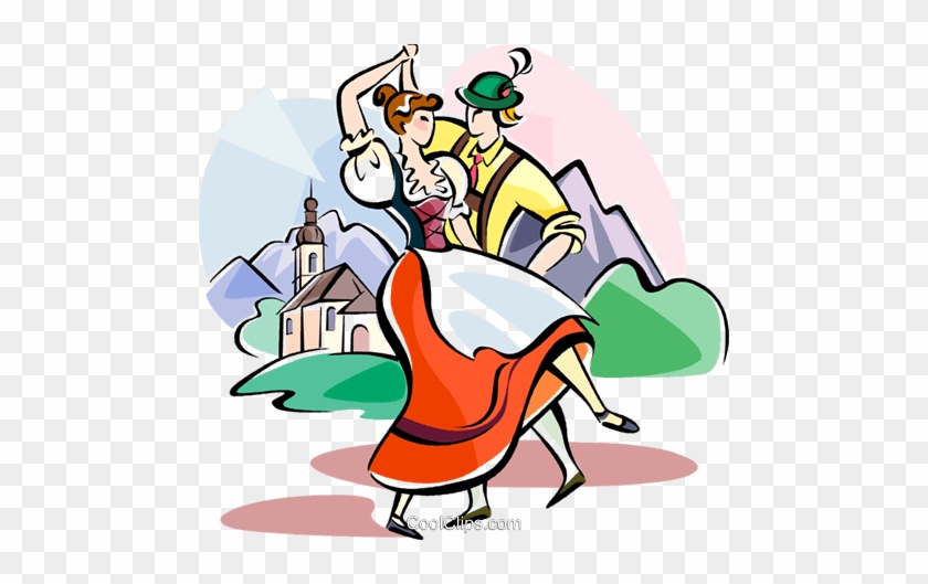 Traditional Dancers Royalty Free Vector Clip Art - German Dancing Clipart #1755001