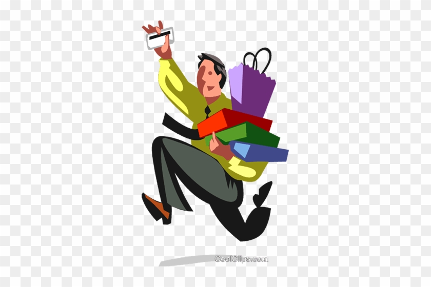 Businessman Running With Packages Royalty Free Vector - Illustration #1755729