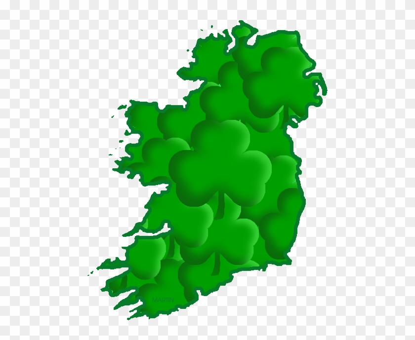 Map Of Ireland, Shamrocks - Map Of Ireland Green #1756345