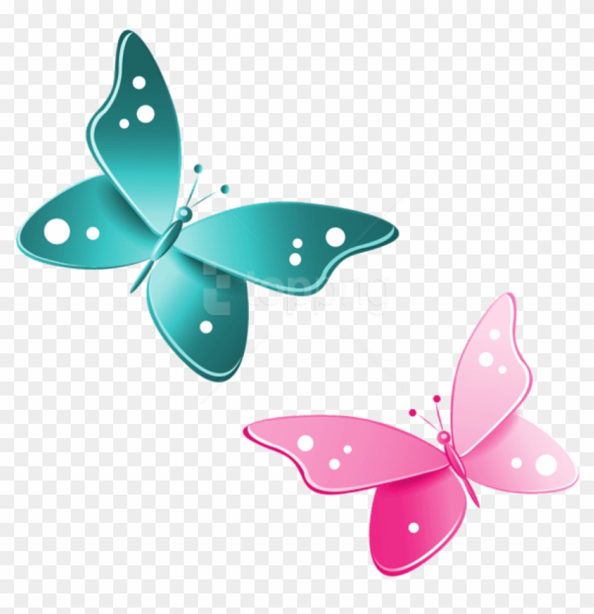 Free Png Download Blue And Pink Butterflies Clipart - Butterfly Clipart Png Transparent #1756434