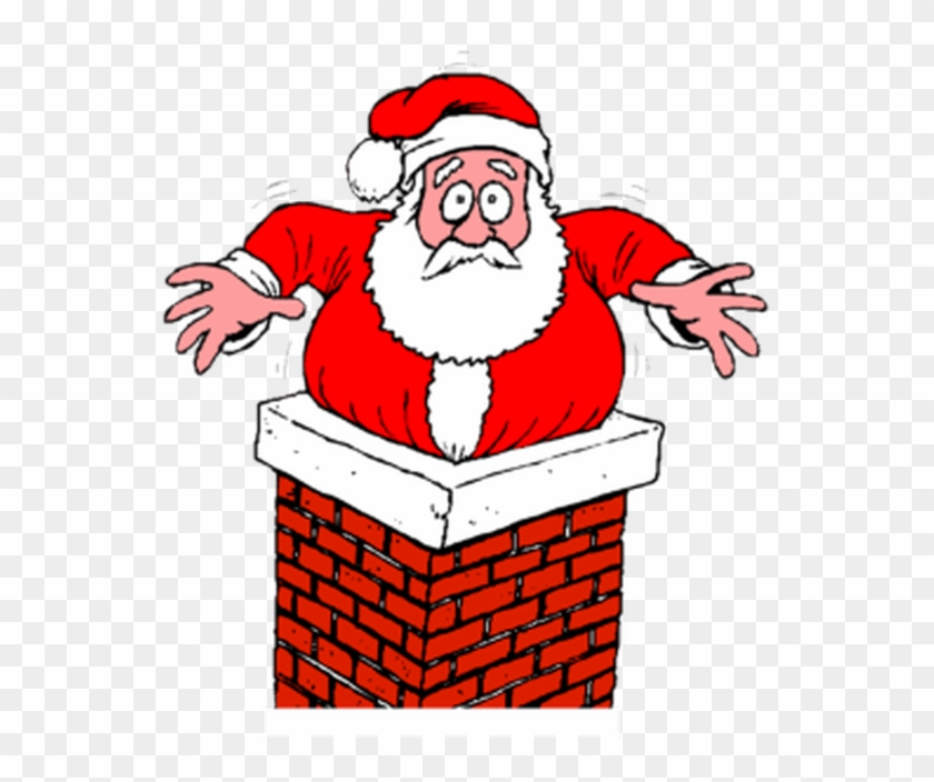 This Is What Claus - Cartoon Santa Stuck In Chimney - Full Size PNG ...