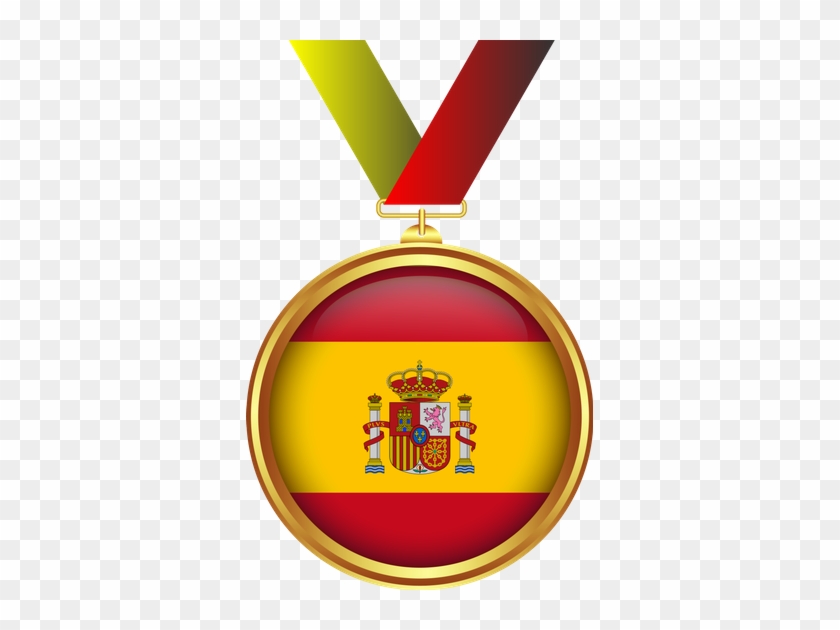 Medal, Gold, Tape, Transparent Background, Decoration - Spain Flag #1757599