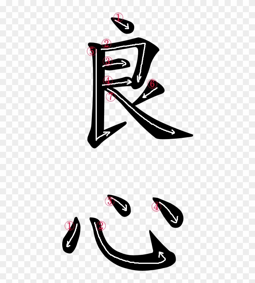Kanji Writing Stroke Order For 良心 - 尖 嘴 夾 #1759565