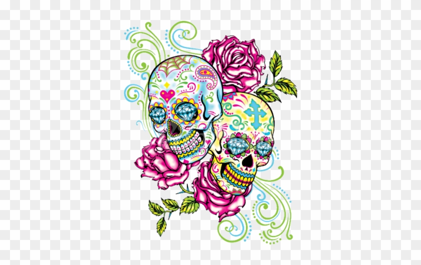 Drawings Of Sugar Skulls And Roses #1759624