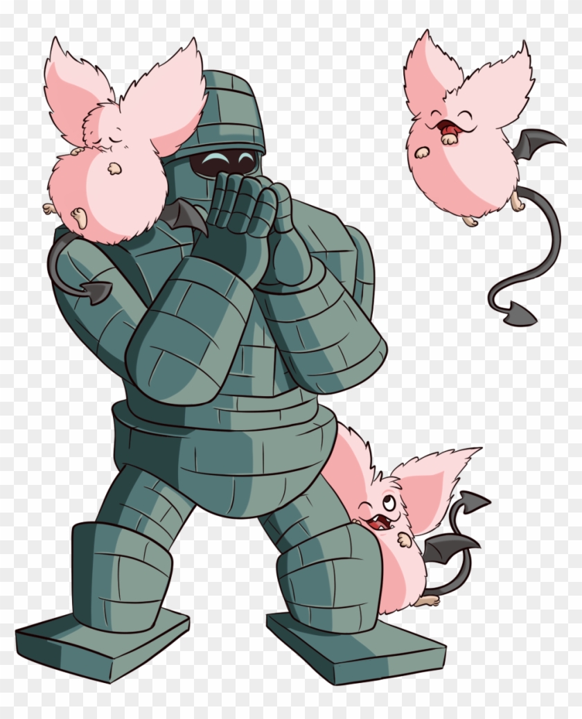 “ Stone Golem And Pink Sanguini From Dragon Quest 78/80 - Cartoon #1759642