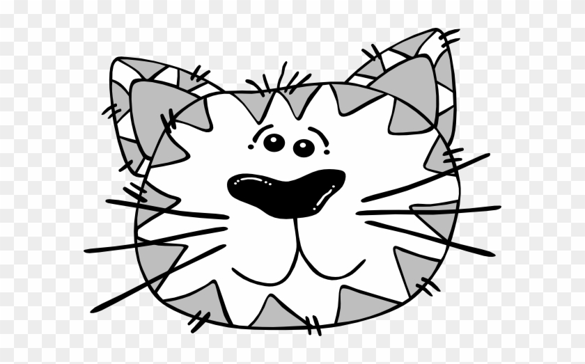 Grey And White Cat Face Clip Art - Cat Face Clip Art Black And White #265171