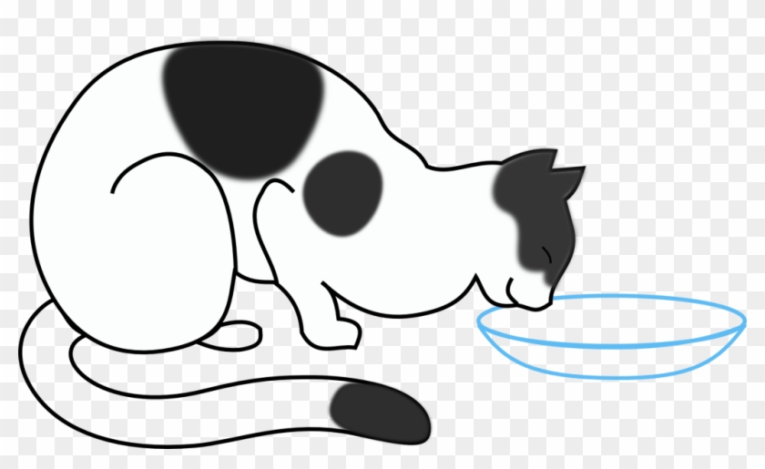 Cat Clipart Drinking Water - Cat Clip Art Black #265196