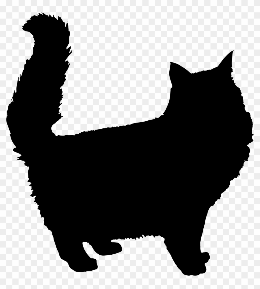 Clipart Pencil And In Fluffy Cat Silhouette - Cat Clipart Silhouette #265201