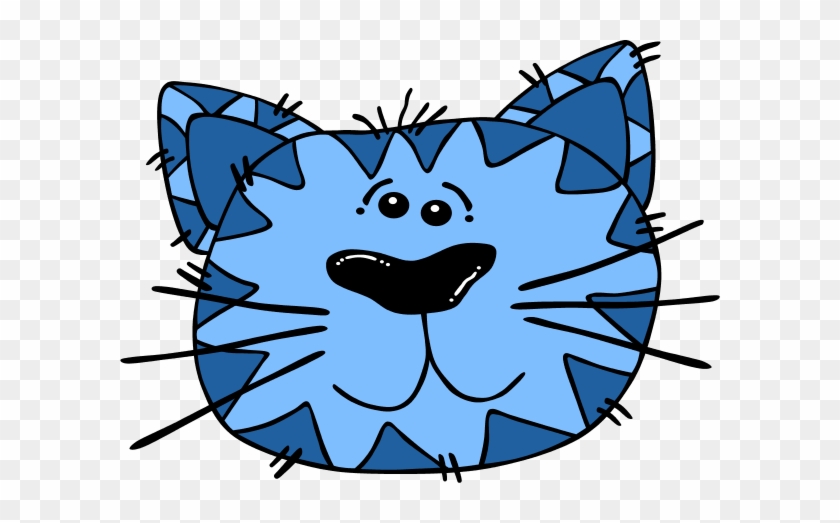 Cartoon Cat Face Clipart - Blue Cat Cartoon Face #265238