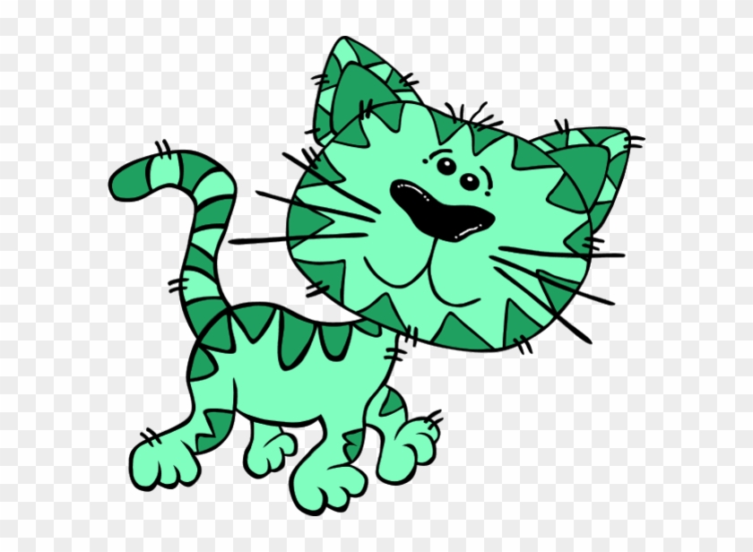 Green Cat Clipart - Walking Cat Shower Curtain #265244
