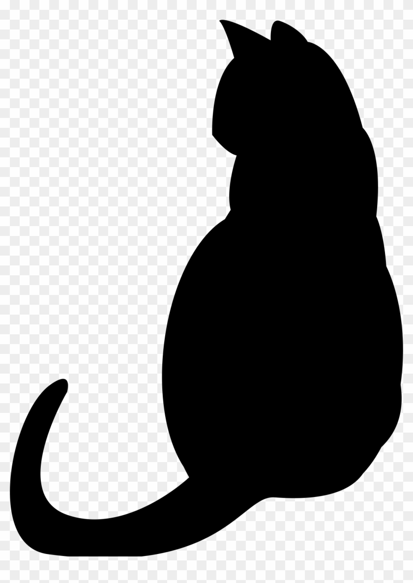 Black Cat Silhouette Kitten Clip Art - Fat Cat Silhouette #265258