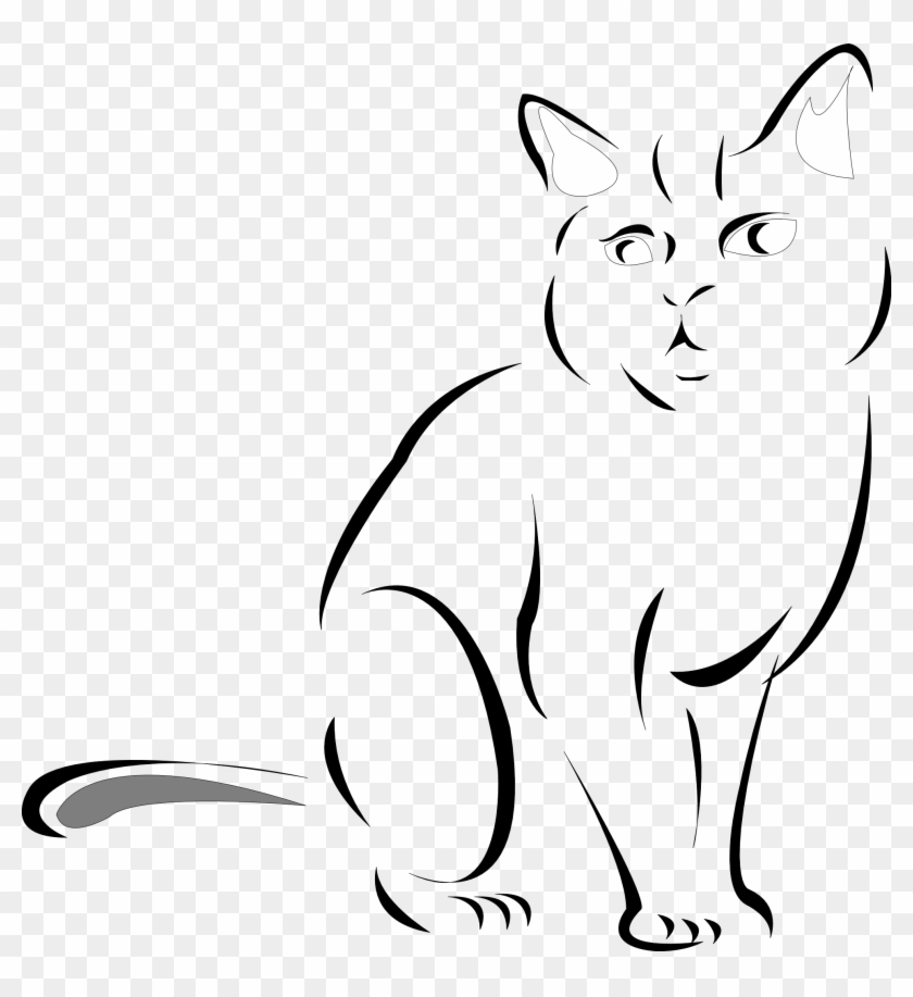 Kitten Clipart Line Drawing - Cat Line Drawing Transparent #265313