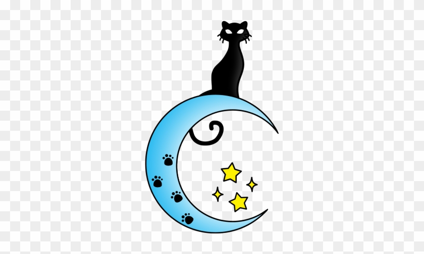 Cat On The Moon Tattoo Clipart - Cat #265345