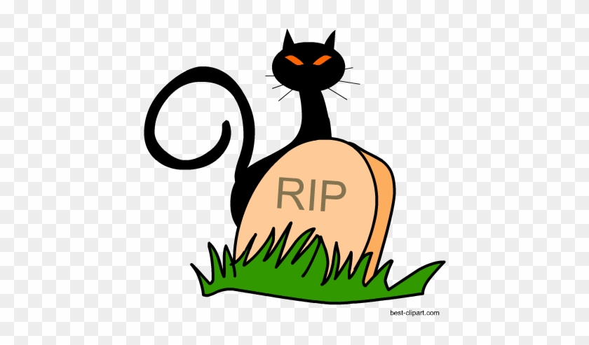 Black Cat And Tomb Stone Free Clipart Image - Clip Art #265463