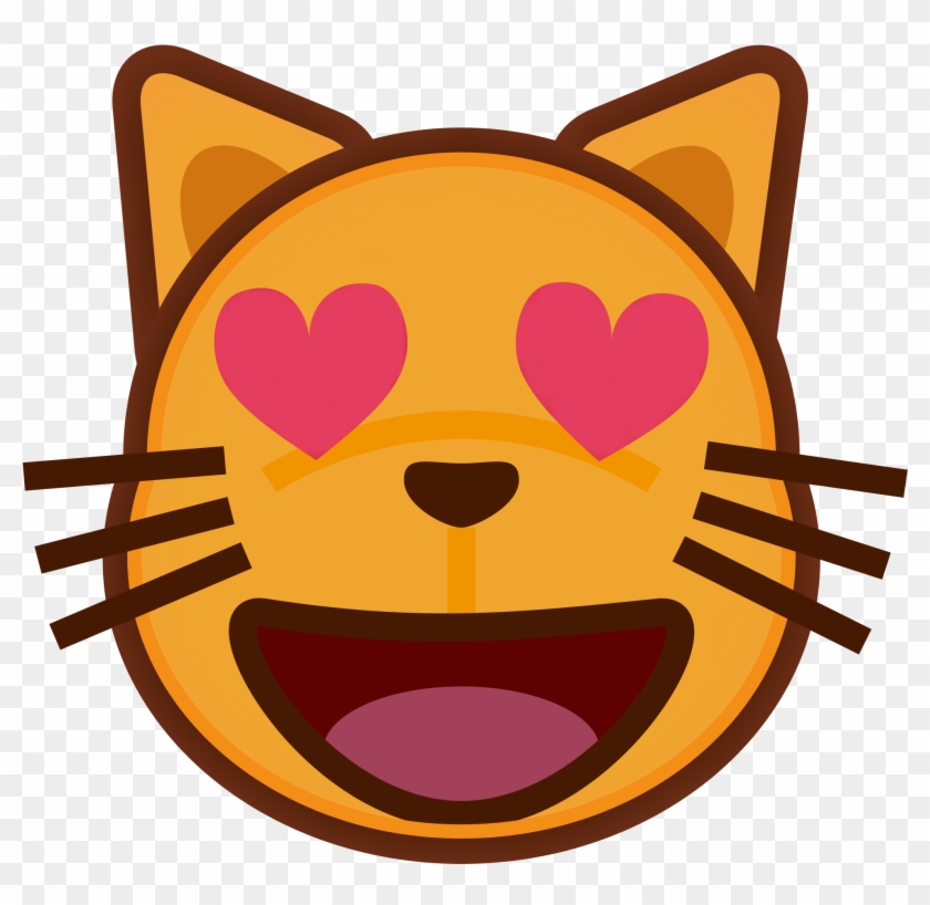 Cat Love Emocon Cat Heart Eye Emoji Full Size PNG