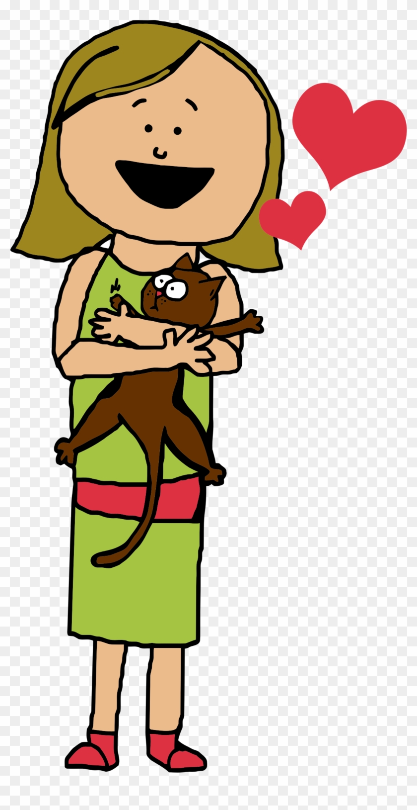 Big Image - Cartoon Girl Hugging Cat #265579