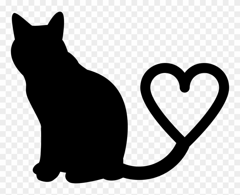 Clipart - Cat Silhouette With Heart #265582